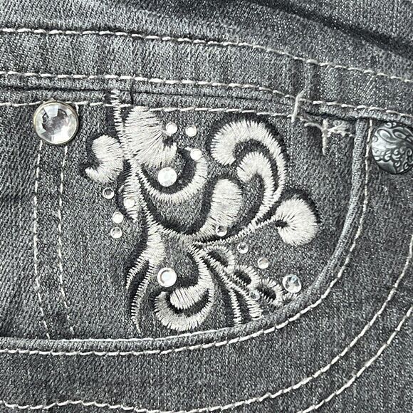Style & Co Jeans Womens 10 Gray Barely Bootcut Tummy Control Jeweled Pockets - Picture 6 of 15